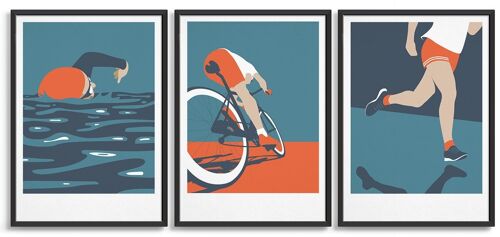 Triathlon print set - A4 - Orange and blues