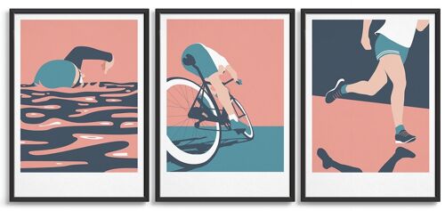 Triathlon print set - A5 mini - Pink and blues