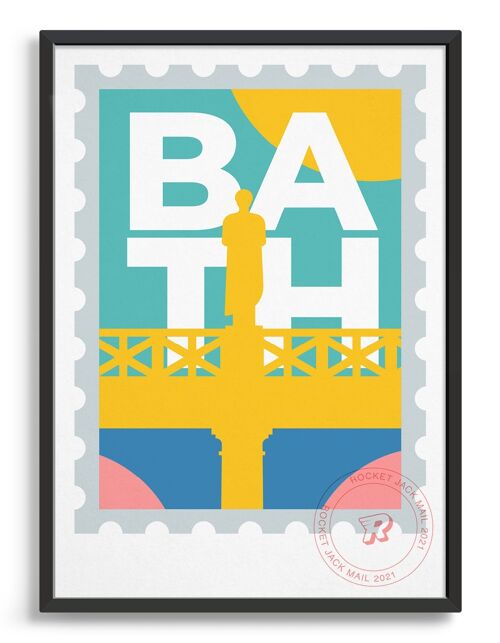 Bath city stamp - A3 - Bright colours
