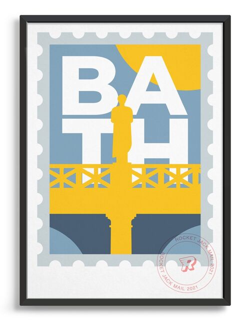 Bath city stamp - A4 - Grey & yellow