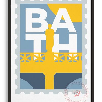 Bath city stamp - A3 - Grey & yellow