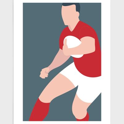 Rugby player - A4 - Red