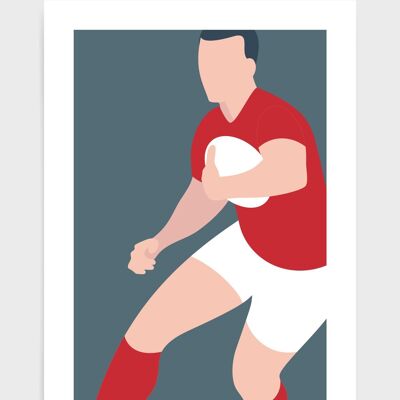 Rugby player - A4 - Red