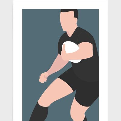 Jugador de rugby - A4 - Negro