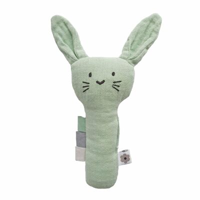 Soft baby rattle rabbit cameo green eco