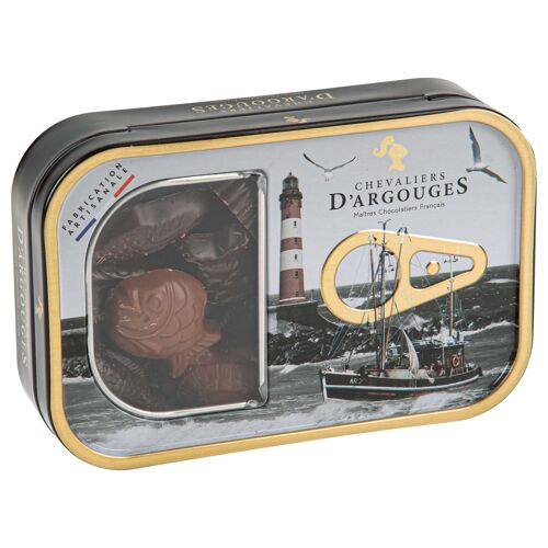 BOÎTE À SARDINES GARNIE - FRITURES ASSORTIES CHOCOLAT NOIR 70% ET LAIT 33%