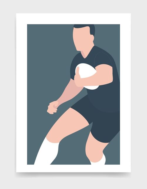 Rugby player - A4 - Dark Blue