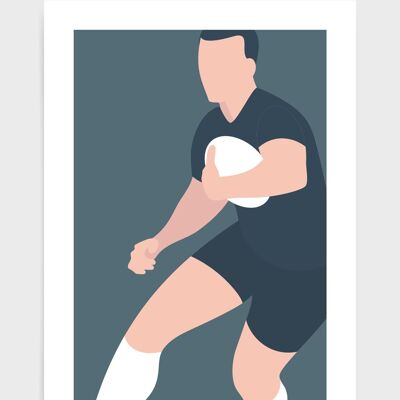 Rugby player - A4 - Dark Blue