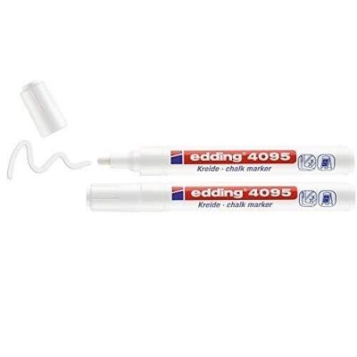 Edding 4095 Liquid chalk marker - Blister of 2 white - Bullet tip 2-3 mm - Liquid chalk marker for making, decorating and writing in a non-permanent way on windows, blackboards, glass, Plexiglas® and mirrors