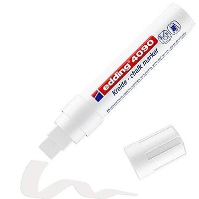 Edding 4090 Pennarello a gesso liquido - Blister da 1 - Punta a scalpello 4-15 mm - Per realizzare, decorare e scrivere con linee extra larghe in modo non permanente su finestre, lavagne, vetro, Plexiglas® e specchi