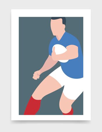 Joueur de Rugby - A5 - Bleu et Blanc 1