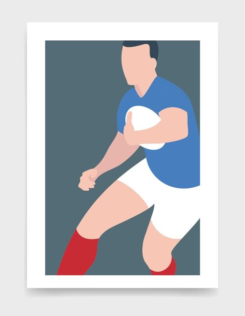 Rugby player - A2 - Blue and White