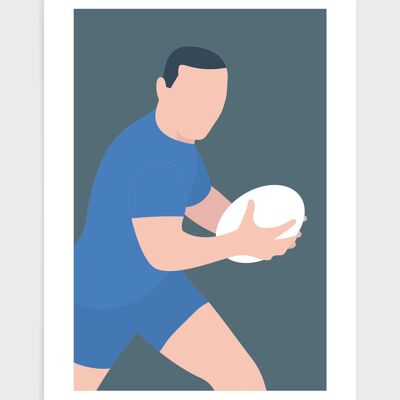 Rugby-Mann - A5 - Blau