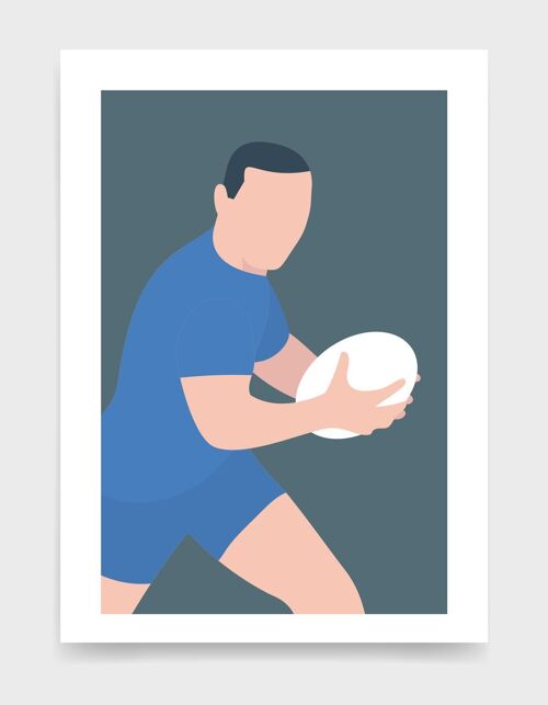 Rugby man - A4 - Blue
