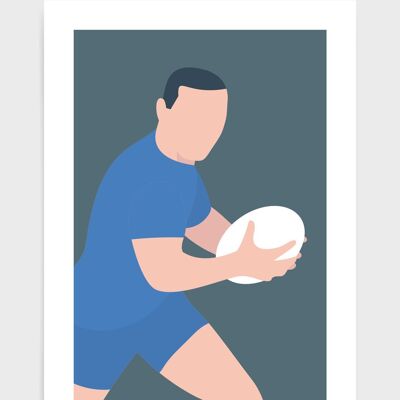 Hombre de rugby - A4 - Azul