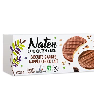 Biscotti ai semi ricoperti di cioccolato al latte senza glutine 150g Naten