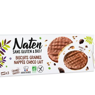 Biscuits graines nappés choco lait sans gluten 150g Naten
