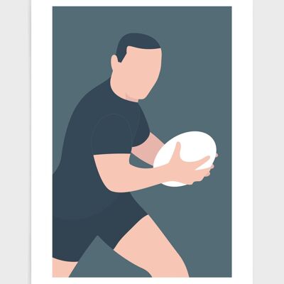 Rugby-Mann - A5 - Dunkelblau