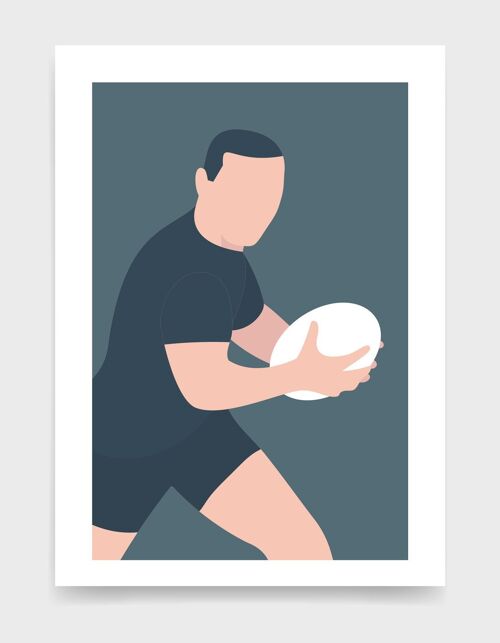 Rugby man - A4 - Dark Blue