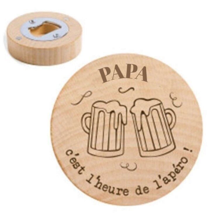 Round magnet bottle opener "... It's aperitif time"