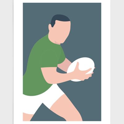 Rugby man - A4 - Green