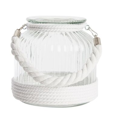 COTTON GLASS CANDLE HOLDER 18X18X18 2900 ROPE PV121985