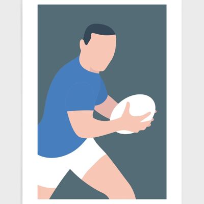 Rugby-Mann - A5 - Blau und Weiß