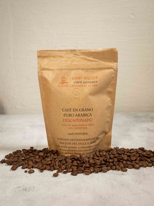 Café en grano descafeinado 100% Arábico, 250 gr