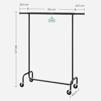 Portant à vêtements sur roulettes 45 x (110-150) x 160 cm (P x L x H) 8