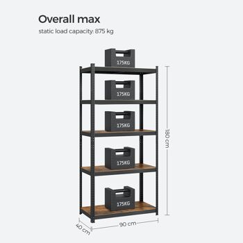 Rack de stockage à 5 niveaux 40 x 90 x 180 cm (P x L x H) 6