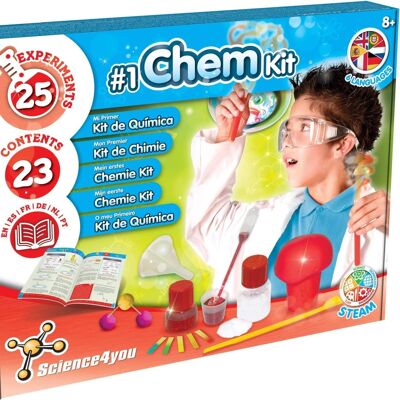 Science4you - Mon premier ensemble de chimie, kits scientifiques pour enfants à partir de 8 ans - Laboratoire scientifique avec 25 expériences pour enfants : Laboratoire de chimie avec expériences explosives - Kits scientifiques éducatifs et jouets à tige à partir de 8 ans