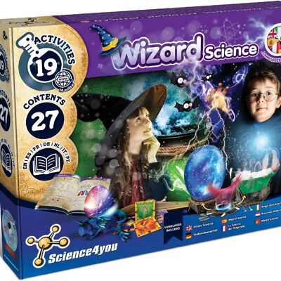 Science4you Wizard Science per bambini 8+ anni - Set magico con 19 attività: crea una sfera di cristallo e usa i tuoi oggetti di scena magici, gioco magico con bacchetta magica - Kit educativi scientifici per bambini 8+ anni