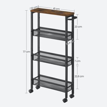 Chariot étroit à 4 niveaux 13 x 45,4 x 77 cm (P x L x H) 8