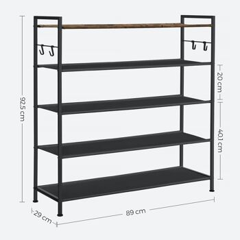 Étagère à chaussures à 5 niveaux 29 x 89 x 92,5 cm (P x L x H) 8