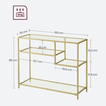 Table console en verre et métal 35 x 100 x 80 cm (P x L x H) 8