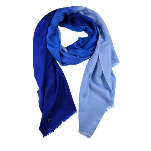 Blue Ombre Shaded Cashmere Scarf – Handwoven