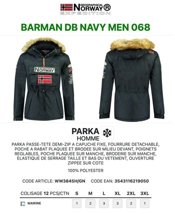 Parka Homme Geographical Norway BARMAN DB NAVY MEN 068 2