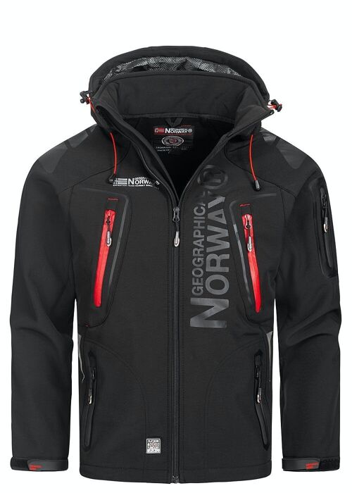 Veste Softshell Homme Geographical Norway TECHNO BLACK-RED S-2XL MEN 007 DISTRI A
