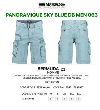 Bermuda Homme Geographical Norway PANORAMIQUE SKY BLUE DB MEN 063 2