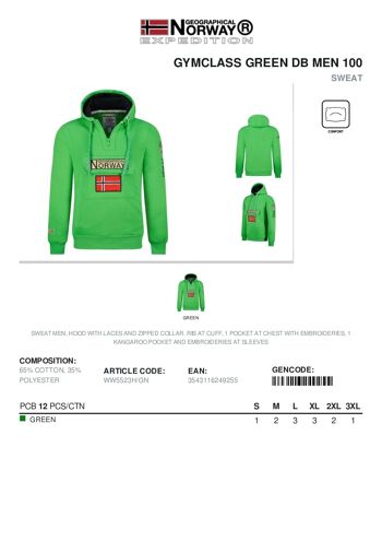 Sweat Homme Geographical Norway GYMCLASS GREEN DB MEN 100 2