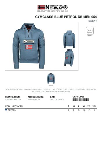 Sweat Homme Geographical Norway GYMCLASS BLUE PETROL DB MEN 054 2
