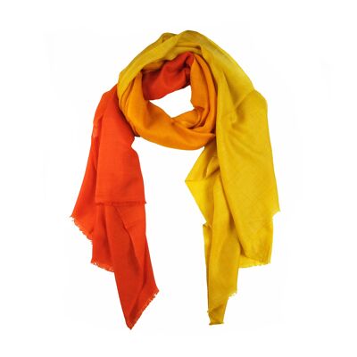 Orange-gelber Kaschmirschal mit Ombré-Farbverlauf