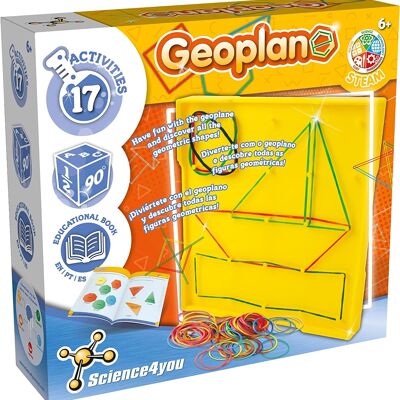 Science4you Geoboard with Rubber Bands - Montessori Educational Toy with 17 Activities for Kids - Ideal Geometry Kit with Geometric Shapes and Maths Games - School Toy for Kids Ages 6 7 8 9 10+