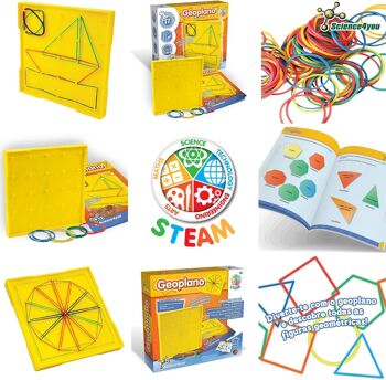 Science4you Geoboard avec élastiques - Jouet éducatif Montessori avec 17 activités pour enfants - Kit de géométrie idéal avec formes géométriques et jeux mathématiques - Jouet scolaire pour enfants de 6 7 8 9 10 ans et plus 6