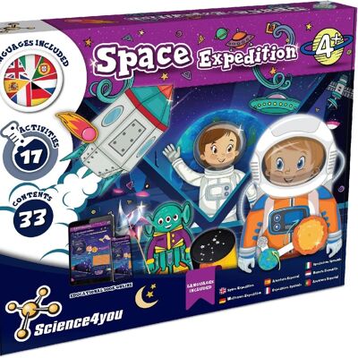 Science4you Space Lab Adventure pour les enfants de 4 ans et plus – Kit de bricolage, 17 activités : modèle de système solaire, torche spatiale pour enfants, modèle de fusée – Cadeaux d'astronomie amusants, jouets à tige 4 5 6 7