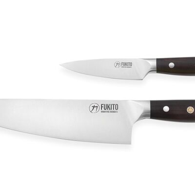 Caja de 2 cuchillos Fukito Ebony X50 Chef + Office