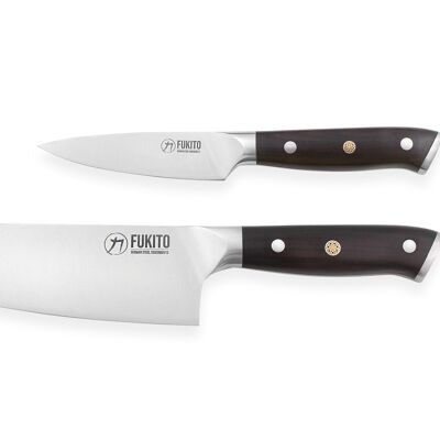 Confezione da 2 coltelli Fukito Ebony X50 Chef + Office