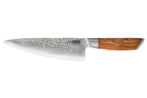 Couteau de chef Fukito Olive Damas 73 couches 21cm