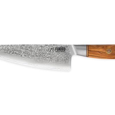 Fukito Olive Damascus Chef Knife 73 Layers 21cm