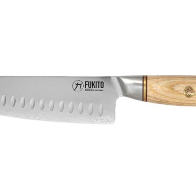 Santoku knife Fukito Pakka San Mai honeycombed 18cm